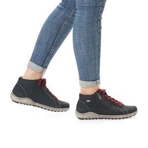 Remonte R1470-15 Lace Up Ankle Boots Nubuck Leather Black Red EU 38 US 7